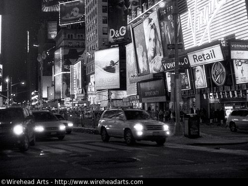 Near Times Square and the new york city times square black and white. Near Times Square and the